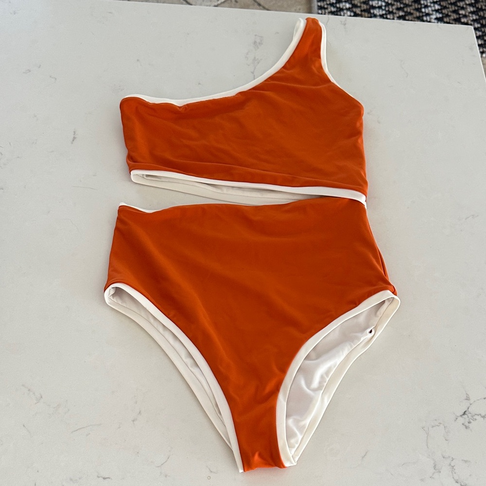 Juan D Dios Orange One-Shoulder Bikini Set